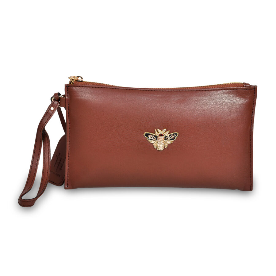 The Tan Brown Bee Wristlet